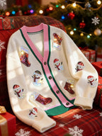 Cardigan V-Neck Button-Front Rib Knit