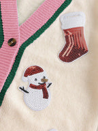 Cardigan V-Neck Button-Front Rib Knit