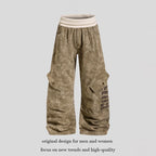 Cargo Culotte Pants Wide Leg Cropped Ribbed Waistband & Utility Pockets