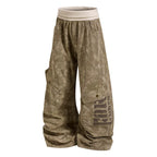 Cargo Culotte Pants Wide Leg Cropped Ribbed Waistband & Utility Pockets