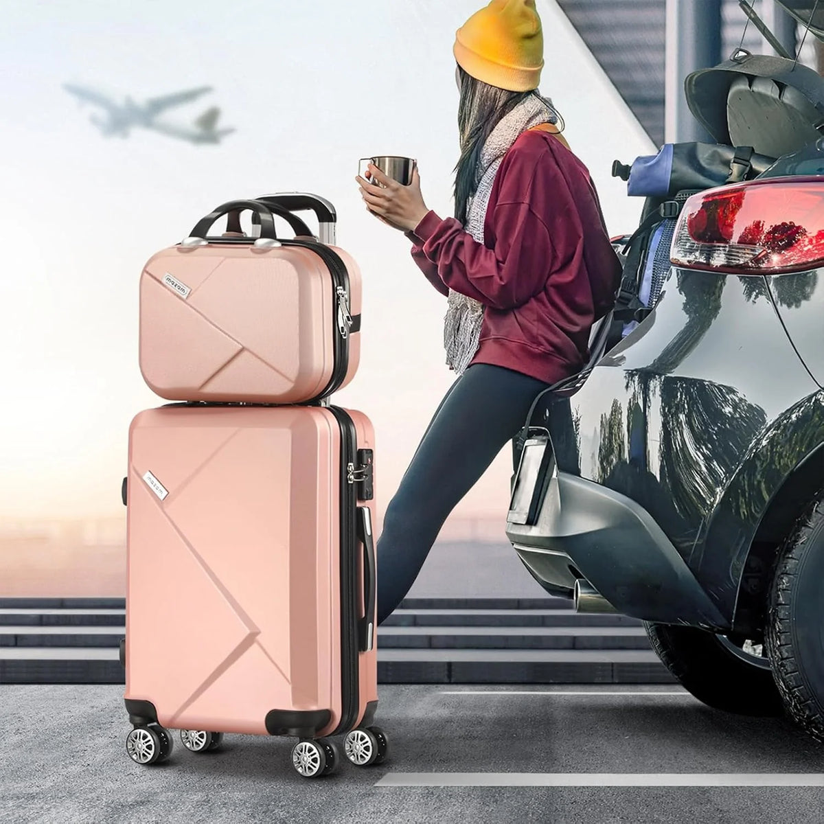 Carry-On Luggage Set Hard-Shell ABS & Built-In Lock