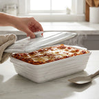 Casserole Dish Marble-Look Porcelain Nonstick With Lid