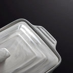 Casserole Dish Marble-Look Porcelain Nonstick With Lid