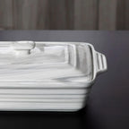 Casserole Dish Marble-Look Porcelain Nonstick With Lid