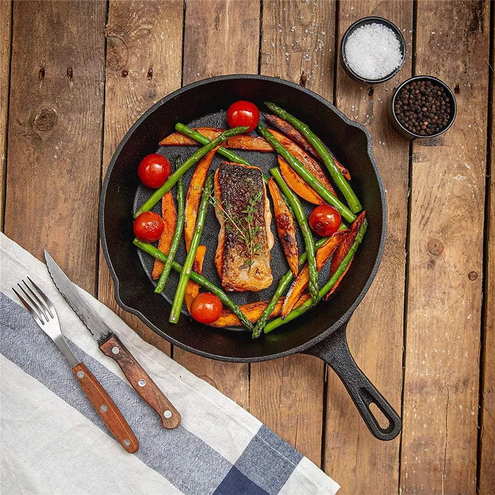Cast Iron Frying Pan Set Pre-Seasoned 3-Piece