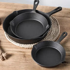 Cast Iron Frying Pan Set Pre-Seasoned 3-Piece