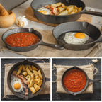 Cast Iron Frying Pan Set Pre-Seasoned 3-Piece