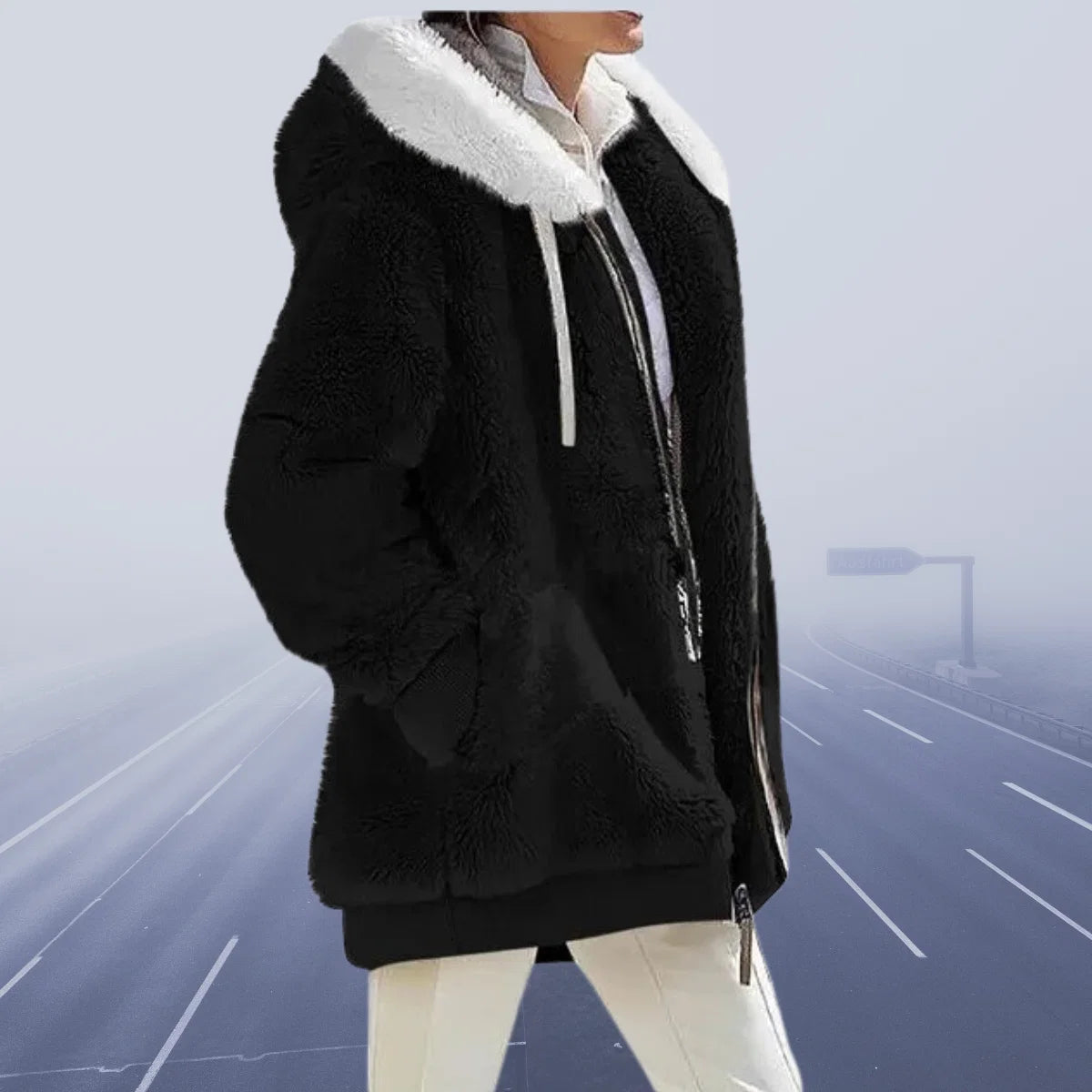 Casual Fleece Vest Hooded Spandex-Cashmere Blend