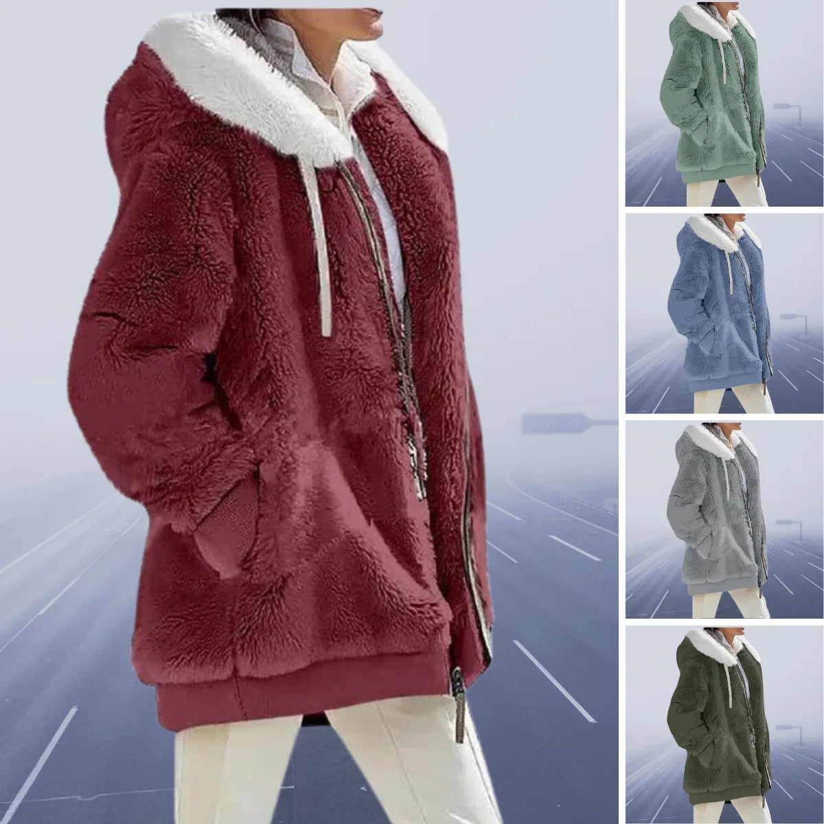 Casual Fleece Vest Hooded Spandex-Cashmere Blend
