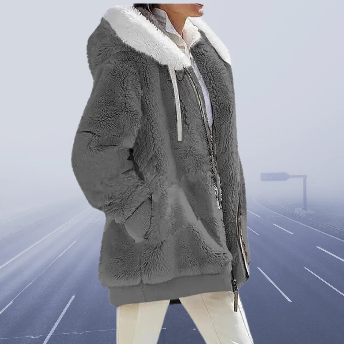 Casual Fleece Vest Hooded Spandex-Cashmere Blend