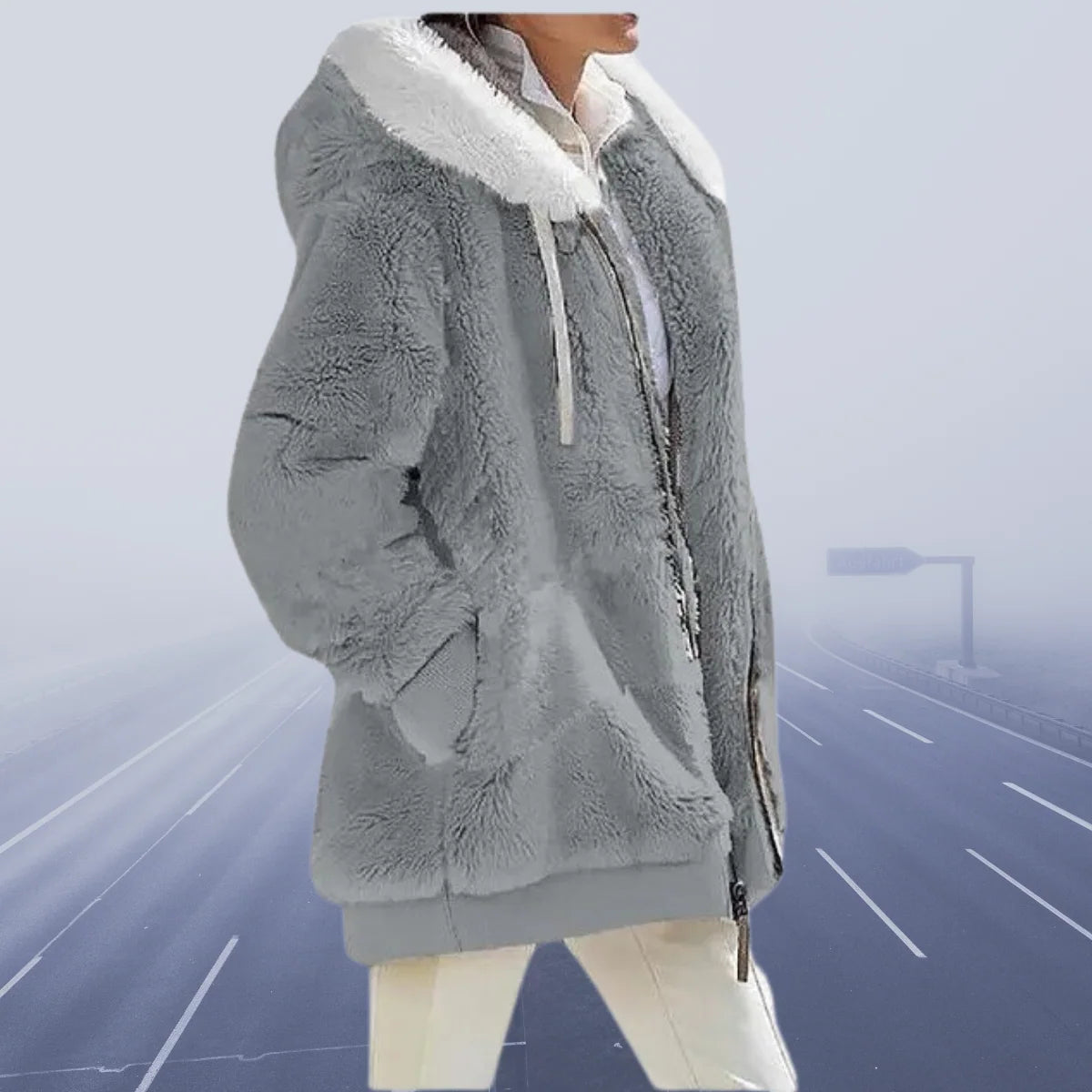 Casual Fleece Vest Hooded Spandex-Cashmere Blend