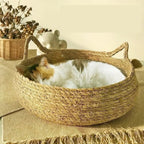 Cat Bed Breathable Woven Cattail Grass Removable Pad