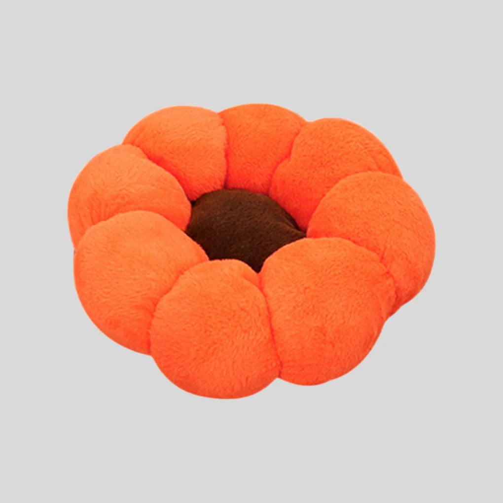 Cat Bed Flower-Shaped Plush Petal Rim Polyester Fill