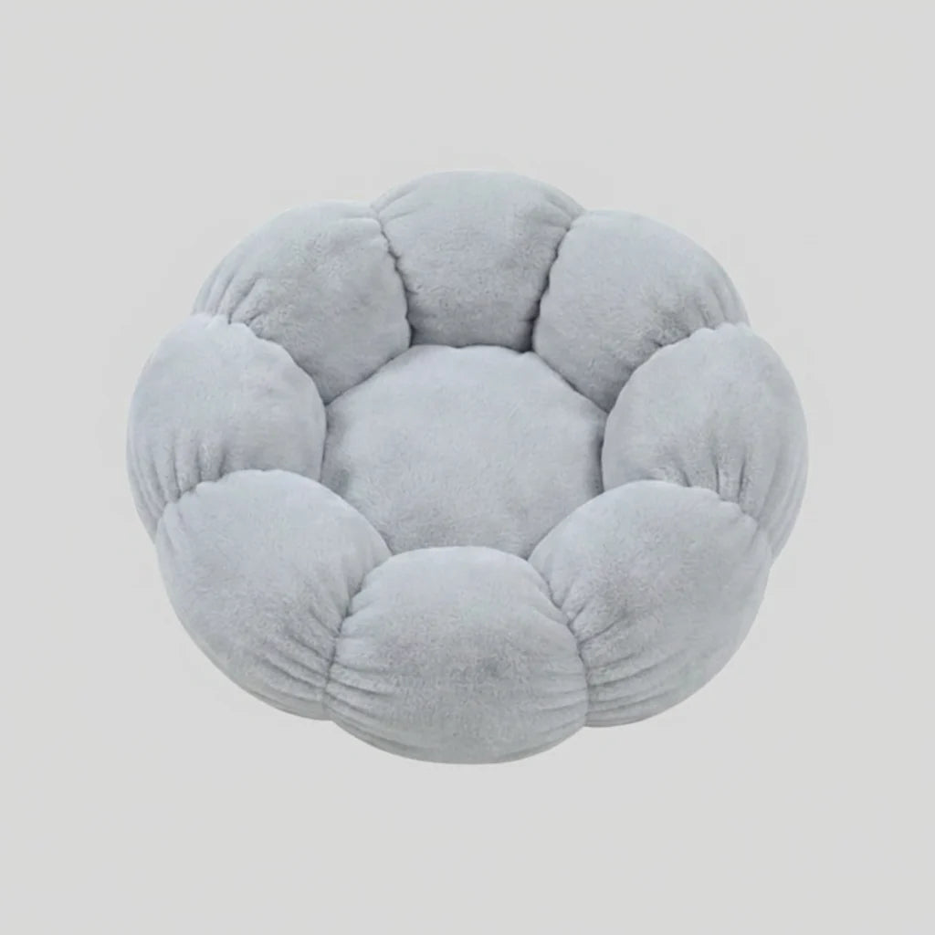 Cat Bed Flower-Shaped Plush Petal Rim Polyester Fill