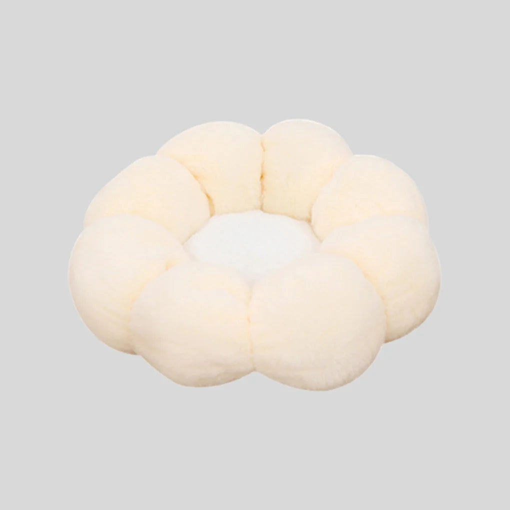 Cat Bed Flower-Shaped Plush Petal Rim Polyester Fill