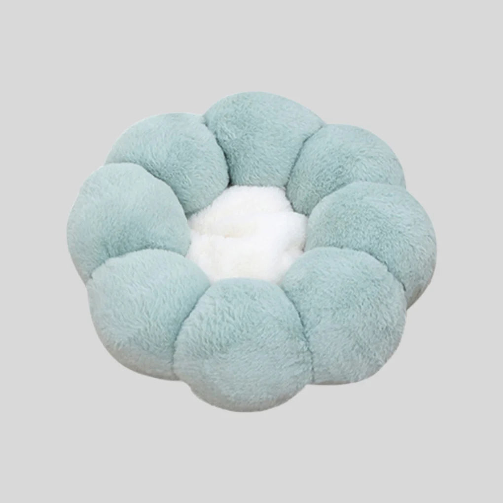Cat Bed Flower-Shaped Plush Petal Rim Polyester Fill