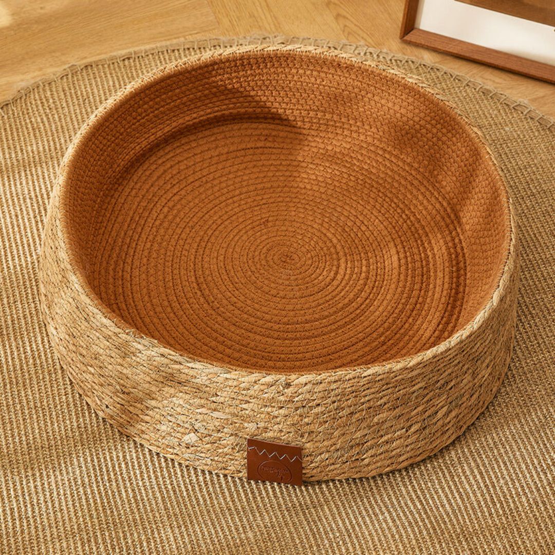Cat Bed Hand Woven Rattan Circular Nest Scratcher