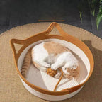 Cat Bed Handwoven Cotton Rope High Sides & Braided Toy