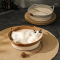Cat Bed Handwoven Cotton Rope High Sides & Braided Toy