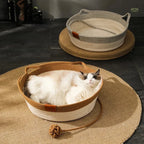 Cat Bed Handwoven Cotton Rope High Sides & Braided Toy