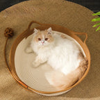 Cat Bed Handwoven Cotton Rope High Sides & Braided Toy