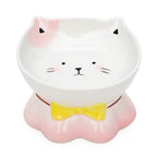 Cat Bowl Ceramic Shallow Raised Edge Dishwasher-Safe