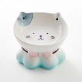 Cat Bowl Ceramic Shallow Raised Edge Dishwasher-Safe