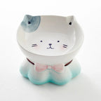 Cat Bowl Ceramic Shallow Raised Edge Dishwasher-Safe