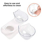 Cat Bowl Elevated 15° Tilt Dual Bowls Anti-Slip Base