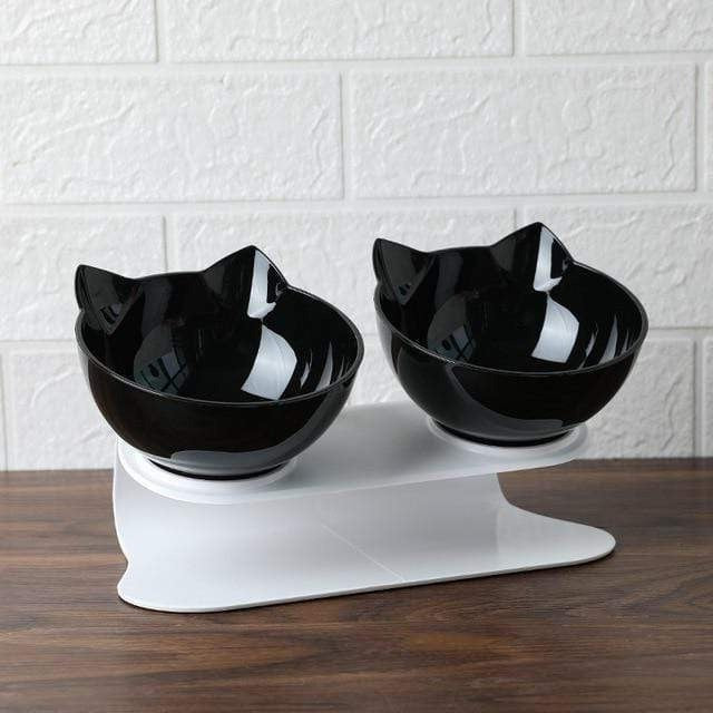 Cat Bowl Elevated 15° Tilt Dual Bowls Anti-Slip Base