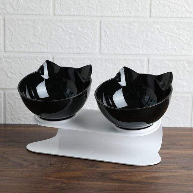 Cat Bowl Elevated 15° Tilt Dual Bowls Anti-Slip Base