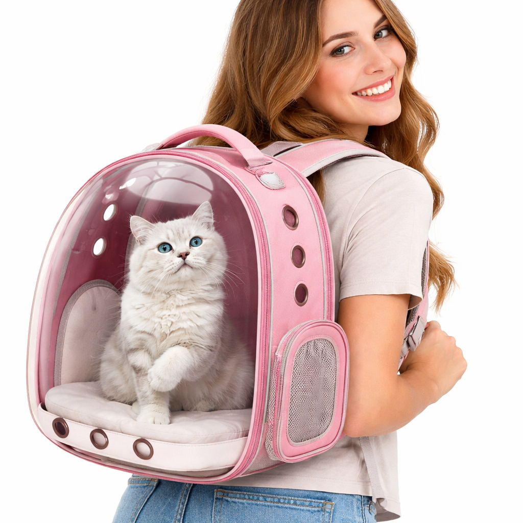 Cat Carrier Backpack Breathable Mesh Padded Straps Airline Approved