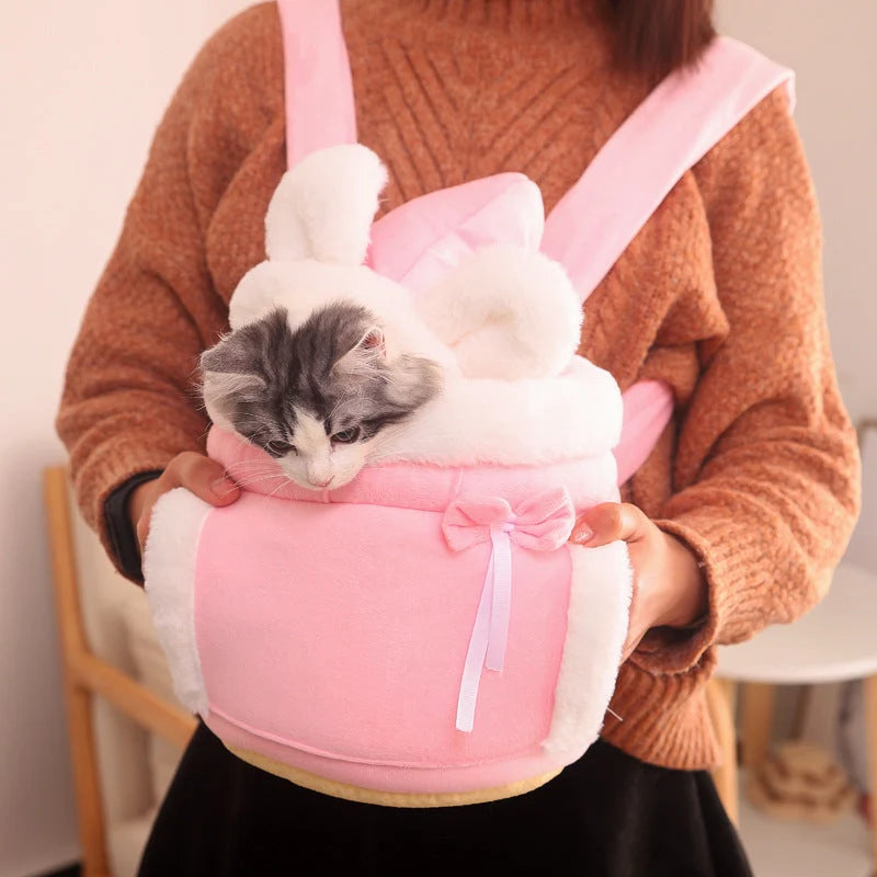 Cat Carrier Bag Soft Velvet Spacious Interior Adjustable Straps