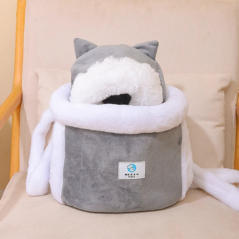 Cat Carrier Bag Soft Velvet Spacious Interior Adjustable Straps