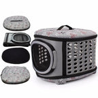 Cat Carrier Foldable Hard Top Padded Mat & Mesh