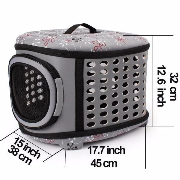 Cat Carrier Foldable Hard Top Padded Mat & Mesh
