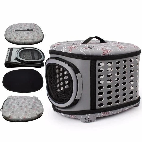 Cat Carrier Hard Top & Base Breathable Mesh Padded Interior