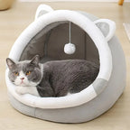 Cat Cave Bed Plush Semi-Enclosed Machine Washable Reversible Cushion