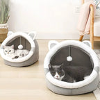 Cat Cave Bed Plush Semi-Enclosed Machine Washable Reversible Cushion