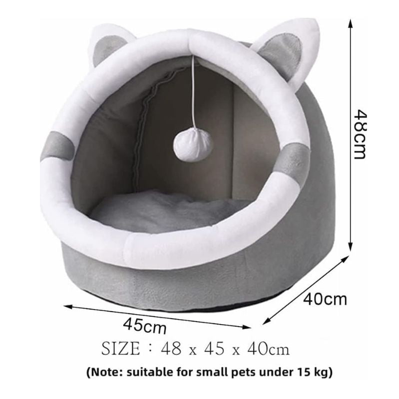 Cat Cave Bed Plush Semi-Enclosed Machine Washable Reversible Cushion