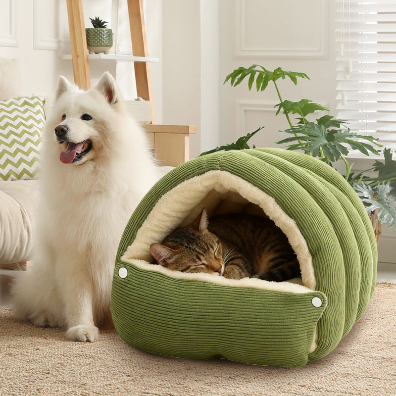 Cat Cave Bed Plush Supportive Adjustable Half-Dome