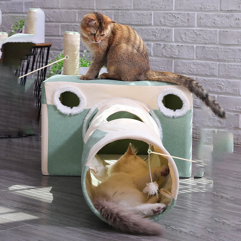 Cat Cave Litter Box Space-Saving Plush Velvet Easy-Clean