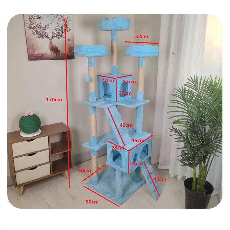 Cat Climbing Frame Multi-Layer Plush Platforms Jute Scratching Posts