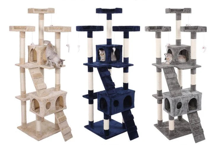 Cat Climbing Frame Multi-Layer Plush Platforms Jute Scratching Posts