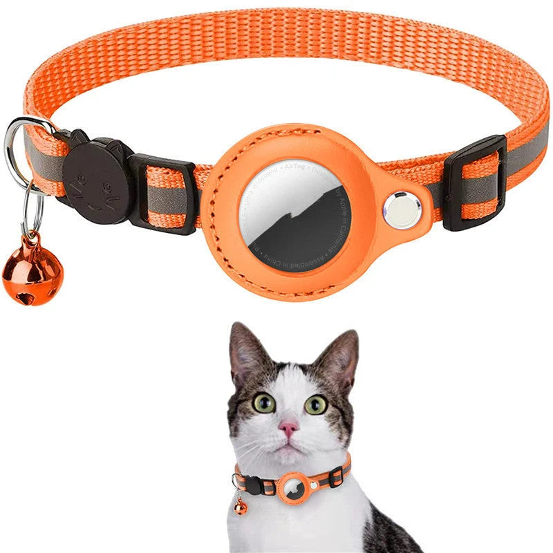Cat Collar Reflective AirTag Holder Adjustable Nylon