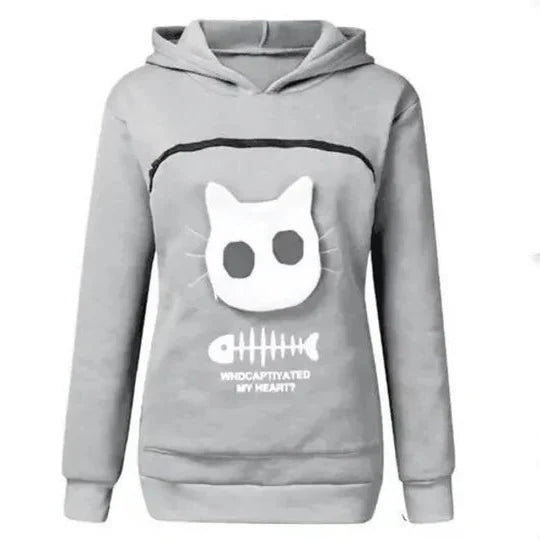 Cat Cuddle Hoodie Breathable Fleece Spacious Pouch Machine Washable