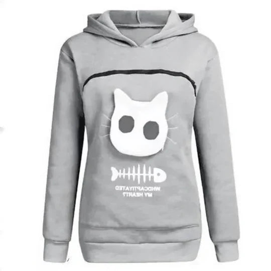 Cat Cuddle Hoodie Breathable Fleece Spacious Pouch Machine Washable