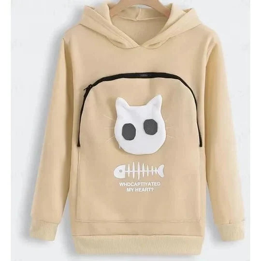 Cat Cuddle Hoodie Breathable Fleece Spacious Pouch Machine Washable