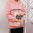 Cat Cuddle Hoodie Built-In Pouch Soft Breathable Fleece