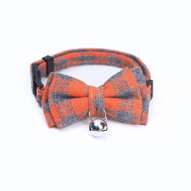 Cat & Dog Collar Cotton Check Pattern Adjustable